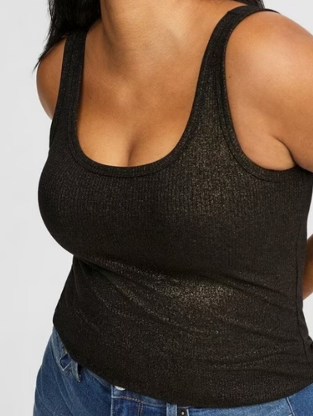 Torrid Black Shimmer Rib Tank Top